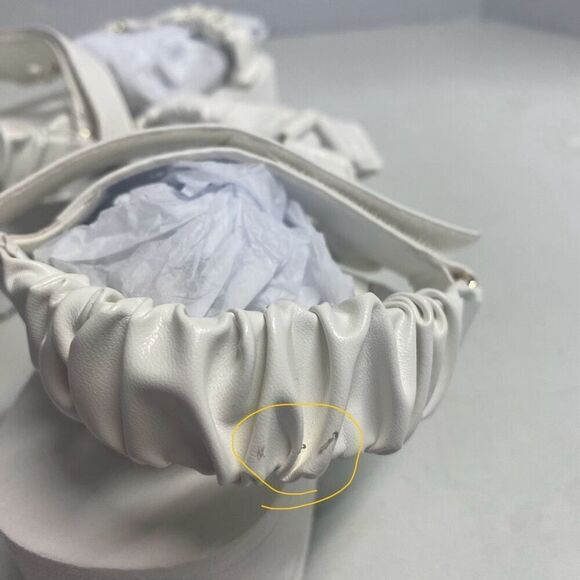 SHOEDAZZLE Taneisa Women’s Rusched Strap Wedge Sandal Size 7 White New With Defe - Picture 5 of 12